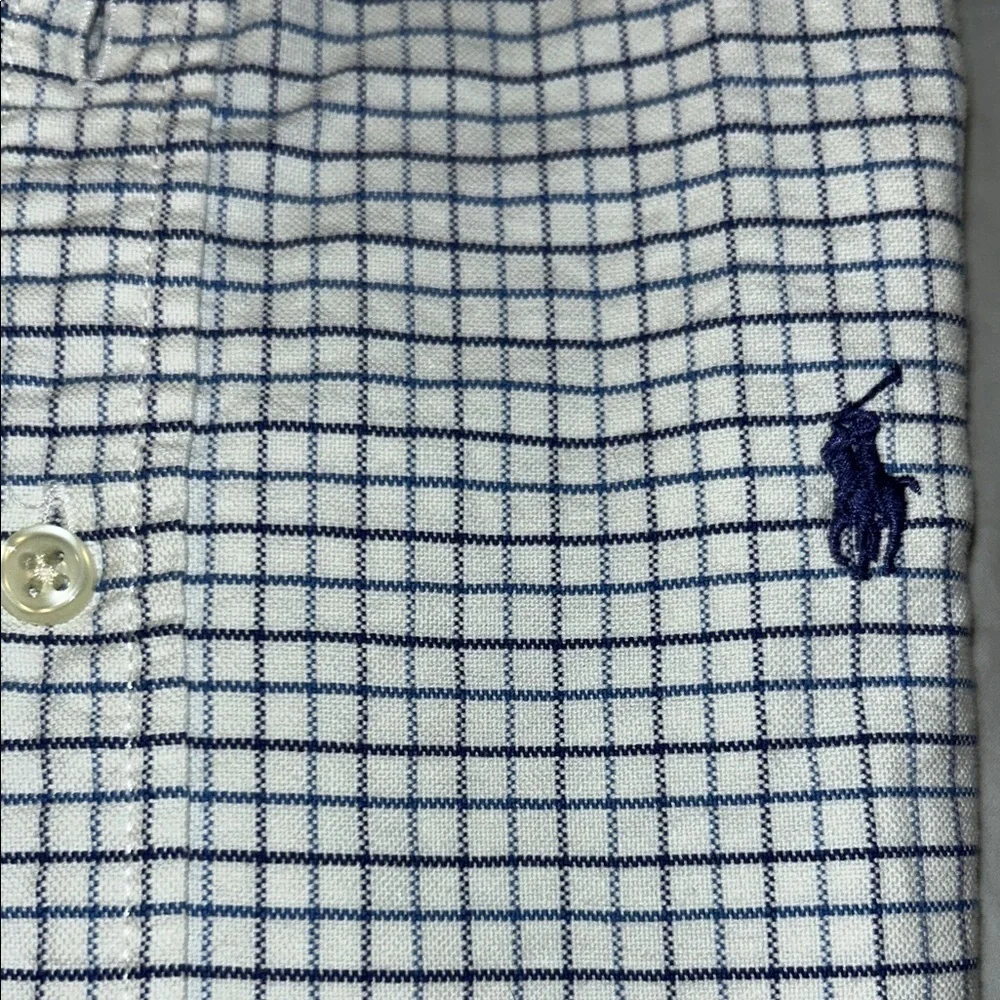 Ralph Lauren White and Blue Plaid Button Down Shirt